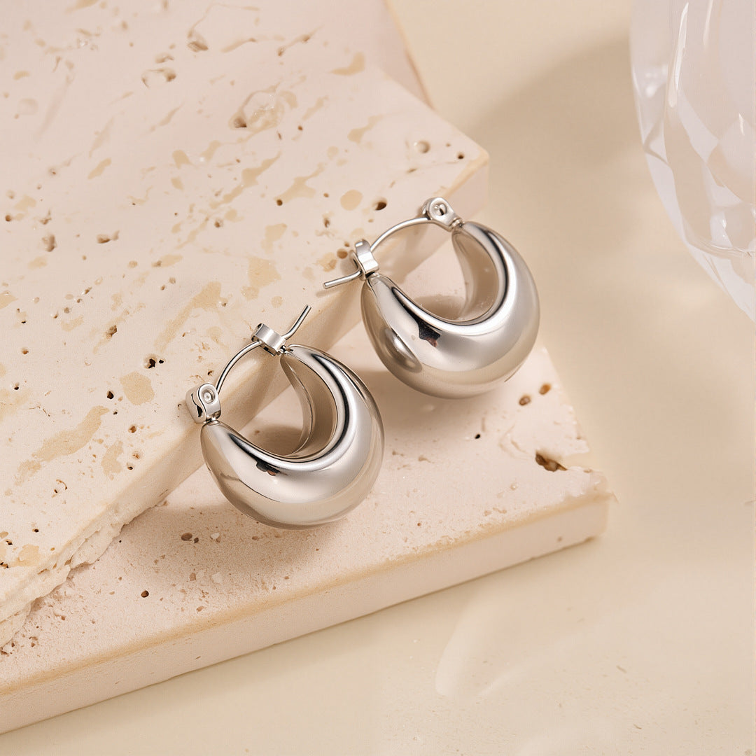 Titanium and steel ear stud for earrings
