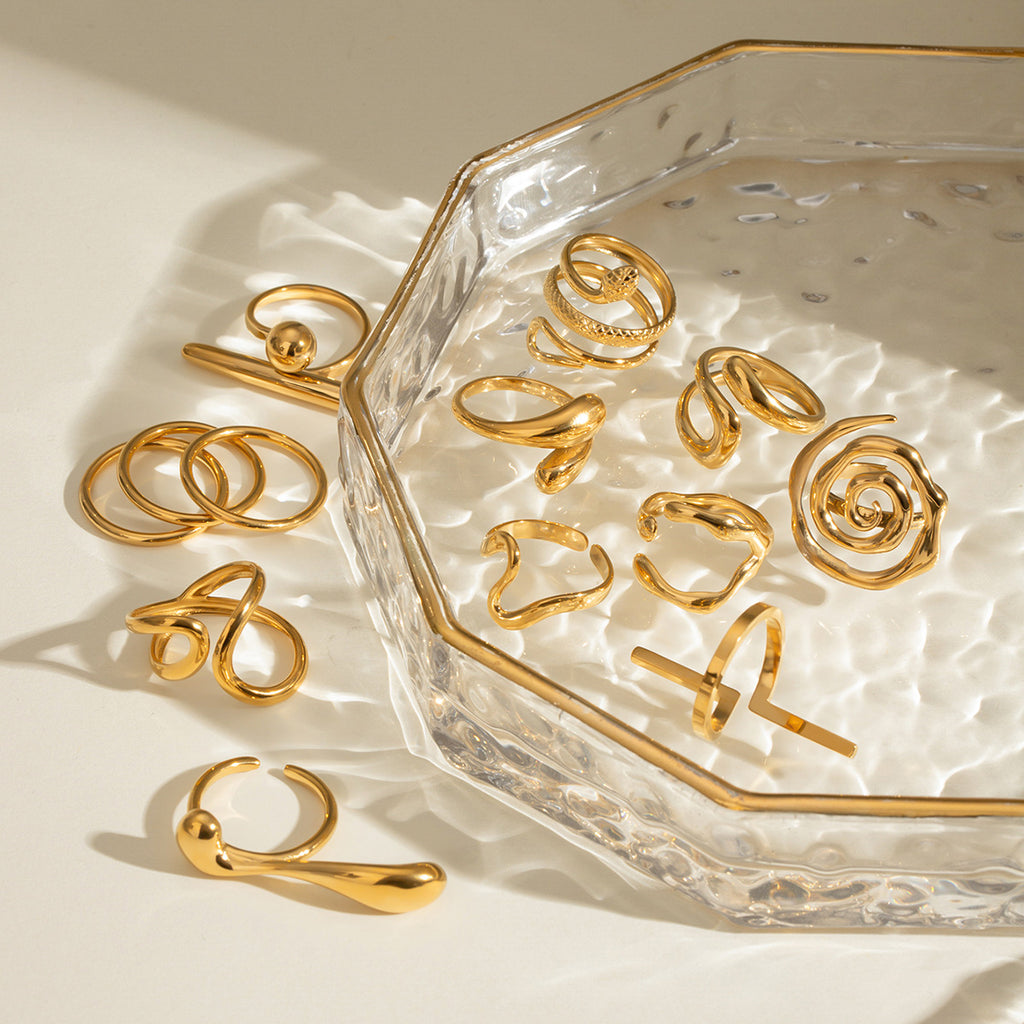 European American Style Titanium Steel Geometric Rings