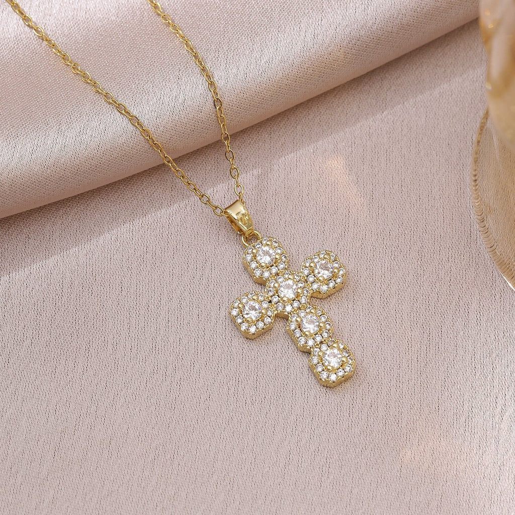 Cross Pendant Zircon Necklace for Women