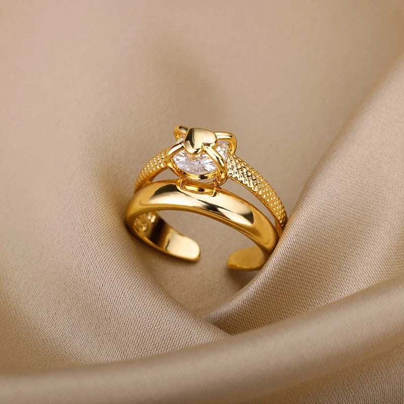 Geometric Snake Open Adjustable Ring