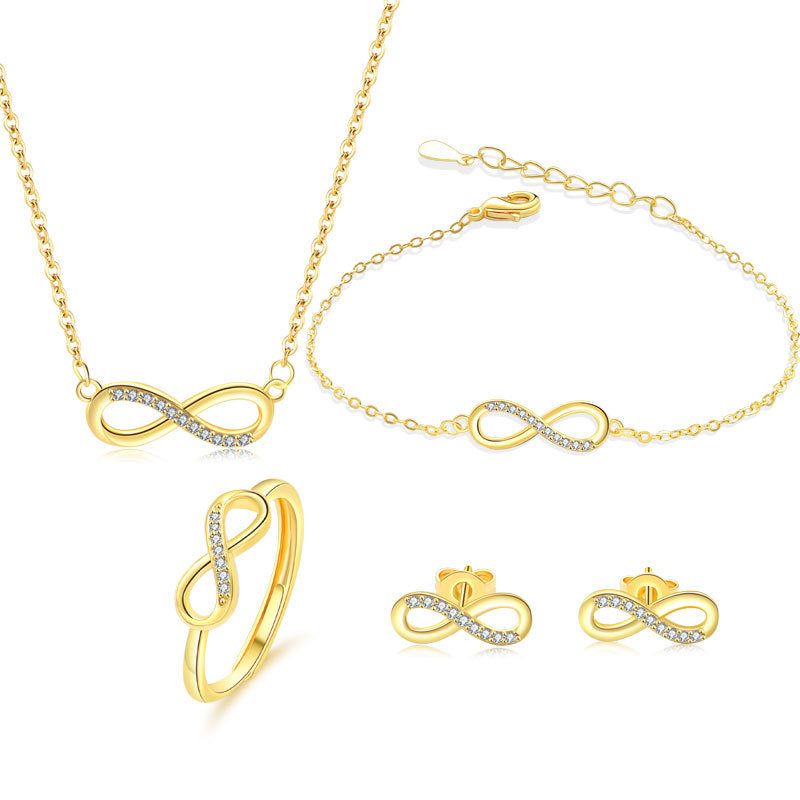 Clavicle Chain Bracelet Zircon 8-shaped Earrings Jewelry