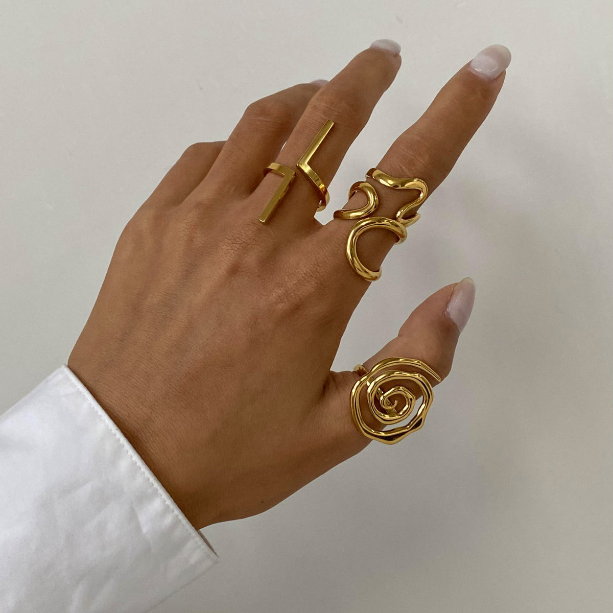 European American Style Titanium Steel Geometric Rings