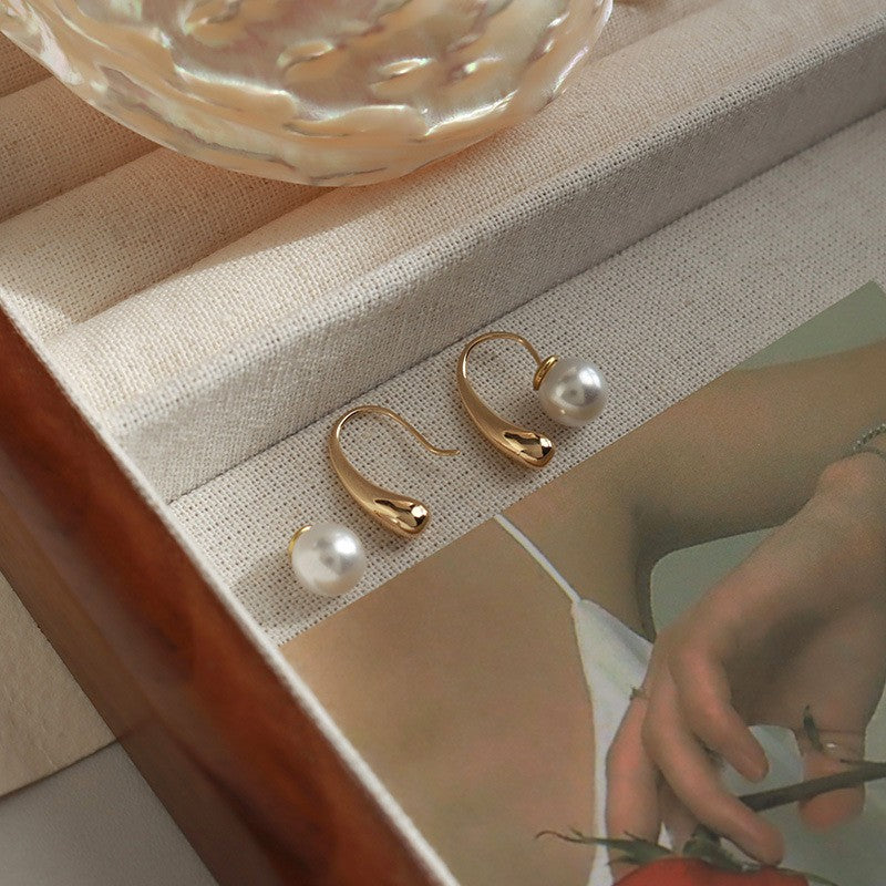 Pearl Earrings Titanium Steel 18K Gold Plated Fashion Jewelry