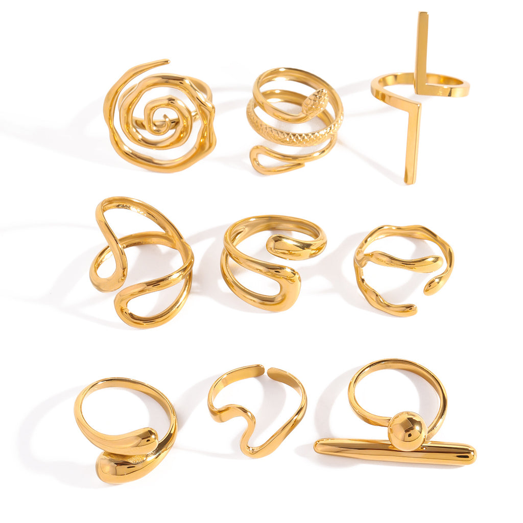European American Style Titanium Steel Geometric Rings