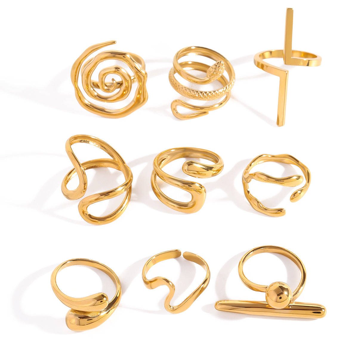European American Style Titanium Steel Geometric Rings