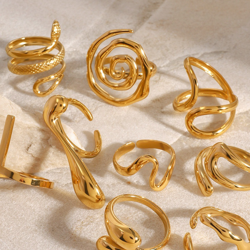 European American Style Titanium Steel Geometric Rings