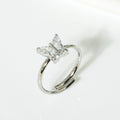 Adjustable Zircon Butterfly Ring Stainless Steel Women's Jewelry