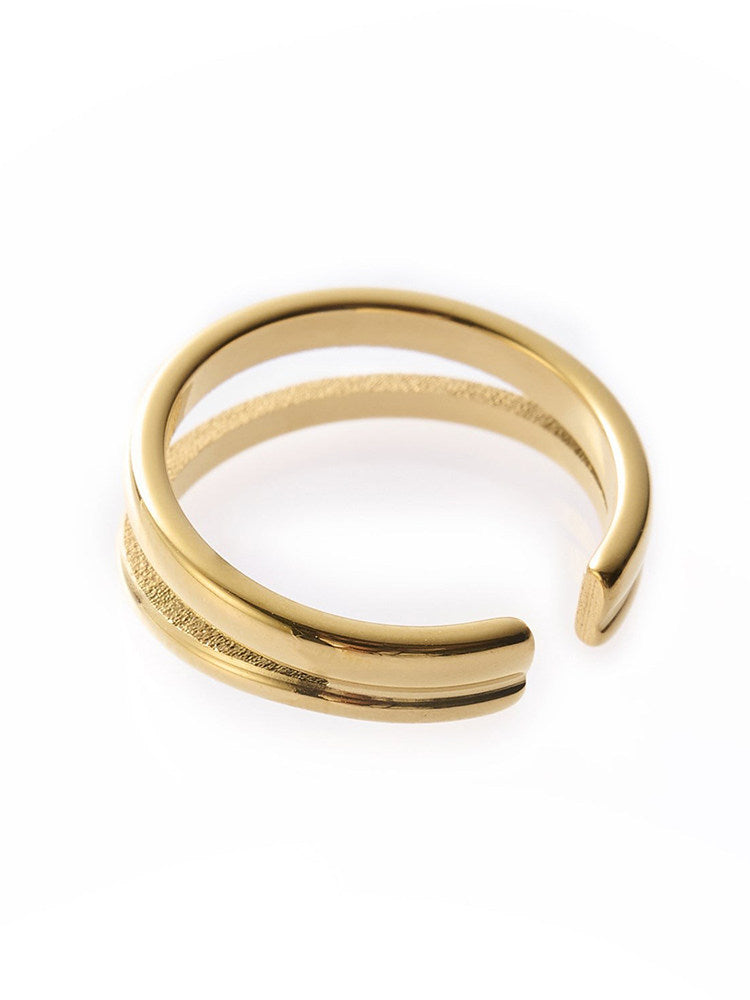 Double Layer Geometric Open Ring Stainless Steel Jewelry
