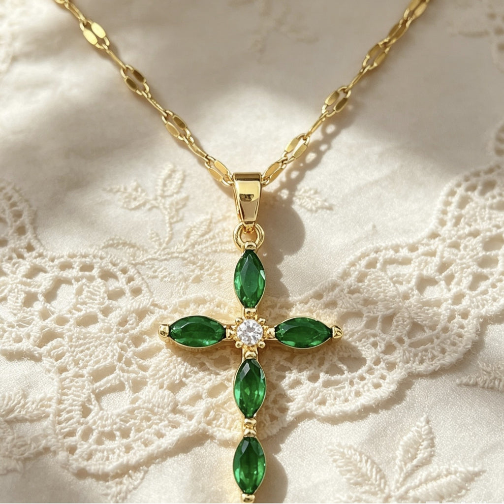Light Luxury Full Diamond Cross Necklace Titanium Steel Clavicle Chain