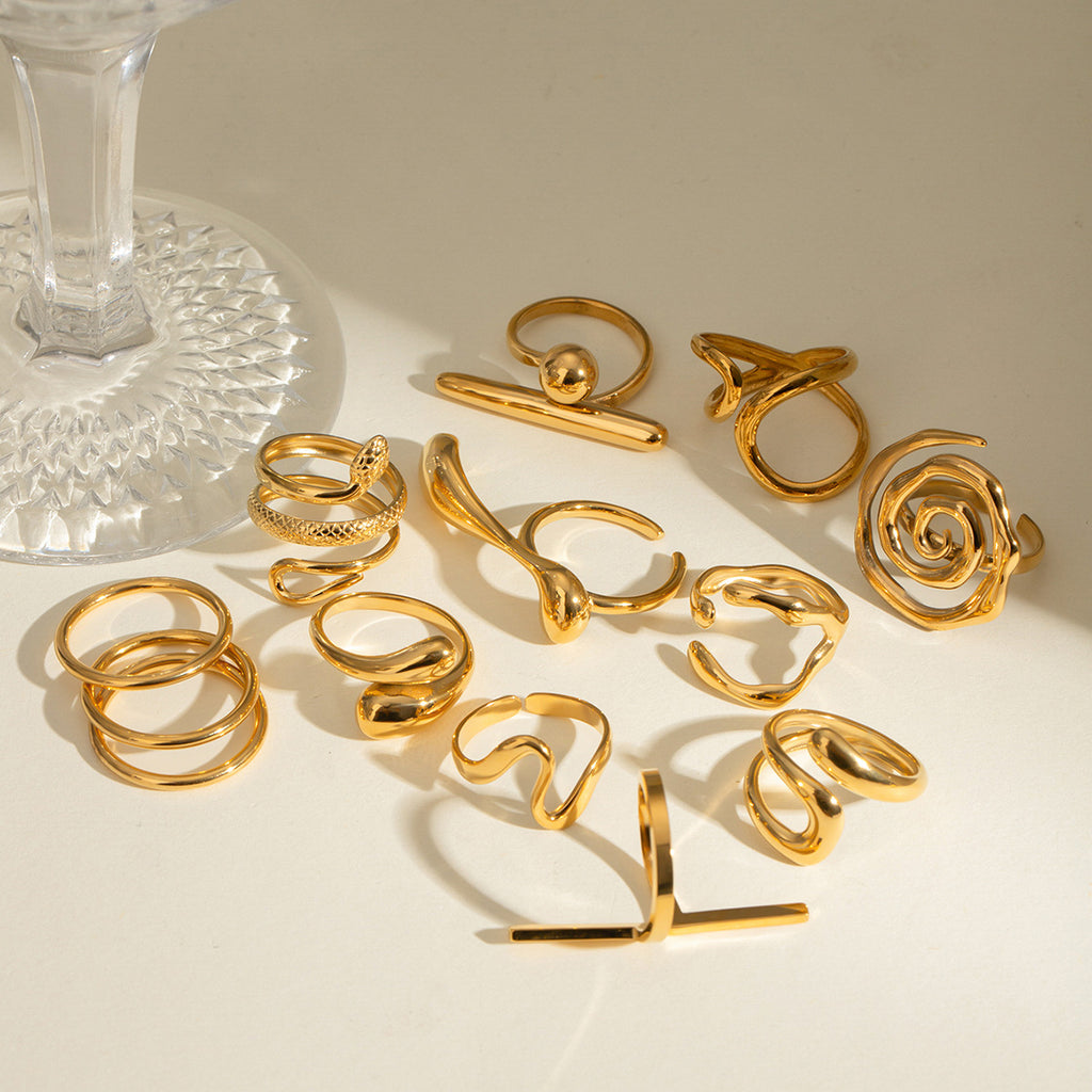 European American Style Titanium Steel Geometric Rings