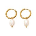 Pearl Earrings Titanium Steel 18K Gold Plated Fashion Jewelry