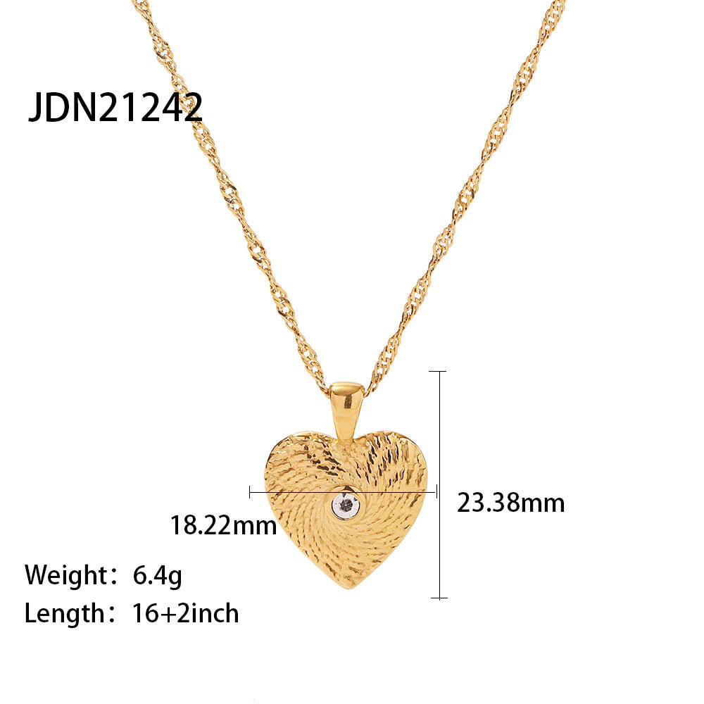 Stainless Steel Inlaid with Diamonds Vintage Mother-Of-Pearl Jewelry Classic Fashion Cross-Border